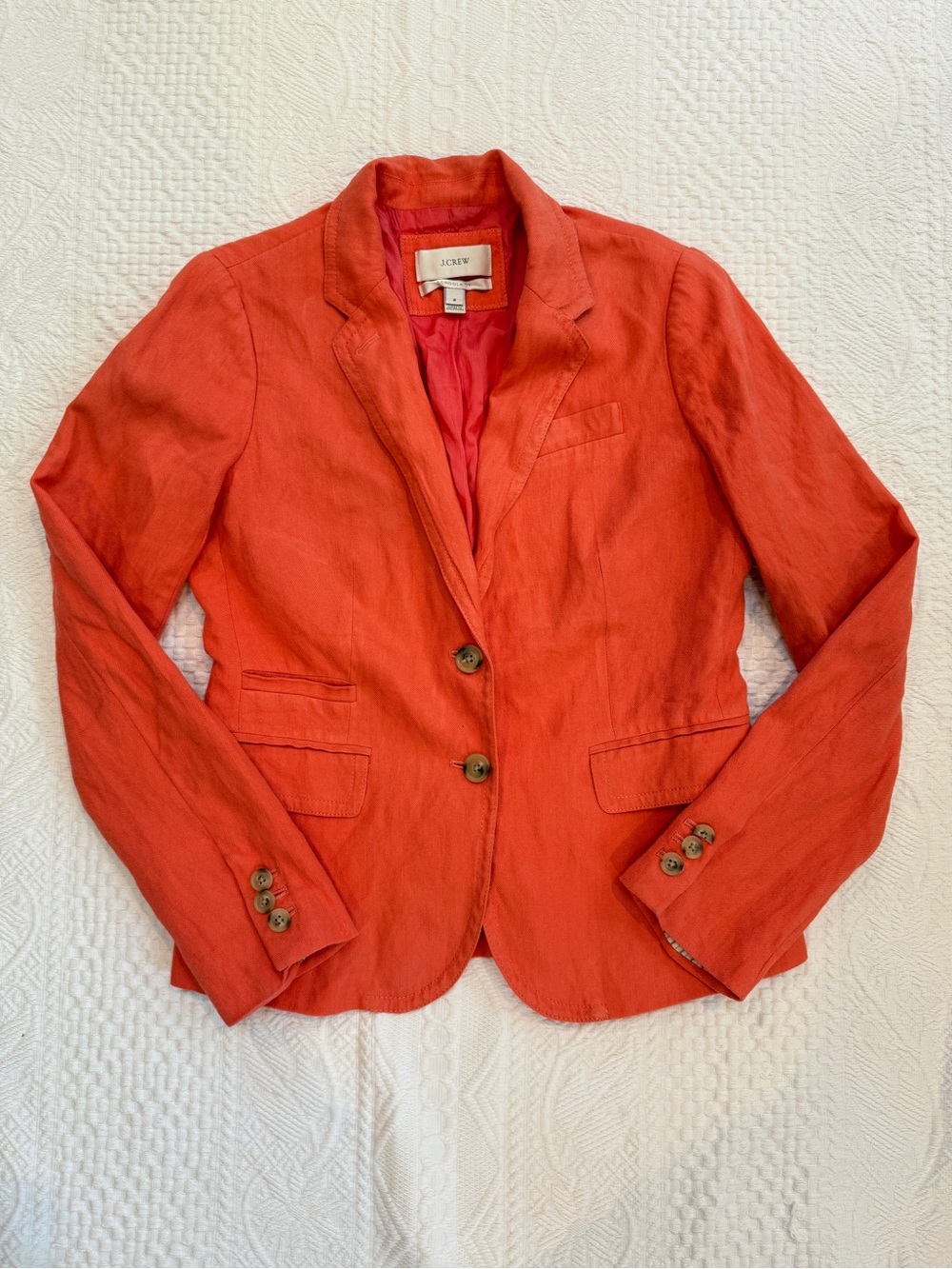 J. Crew Coral Schoolboy Women's Business Preppy Blazer Lined Button size 2